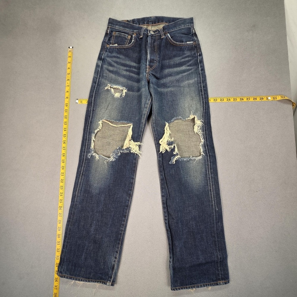 Edwin Jeans Mens Selvedge Blue Destroyed Straight Baggy Japan 505SX Fits‎ 27x30